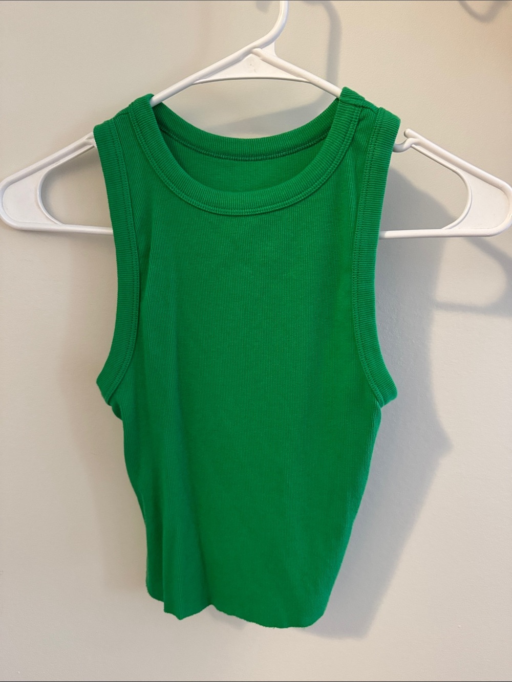 a new day cropped Green Ribbed Tank Top